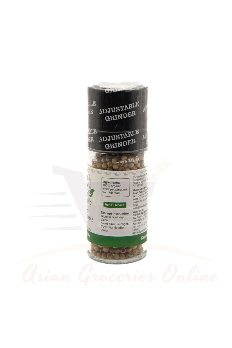 Miss VietSpice Organic White Peppercorns with Grinder 50g