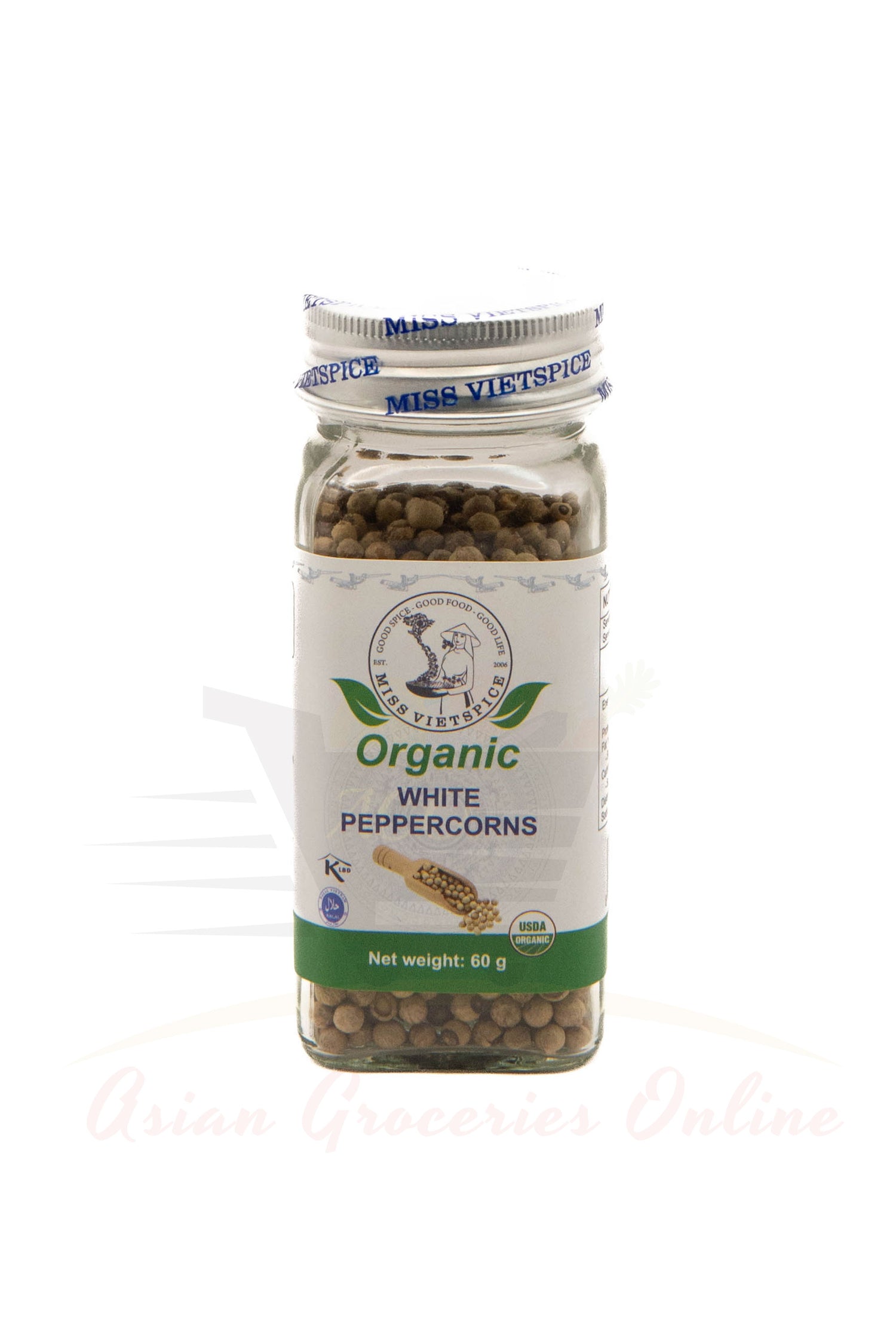 Miss VietSpice Organic White Peppercorns 60g