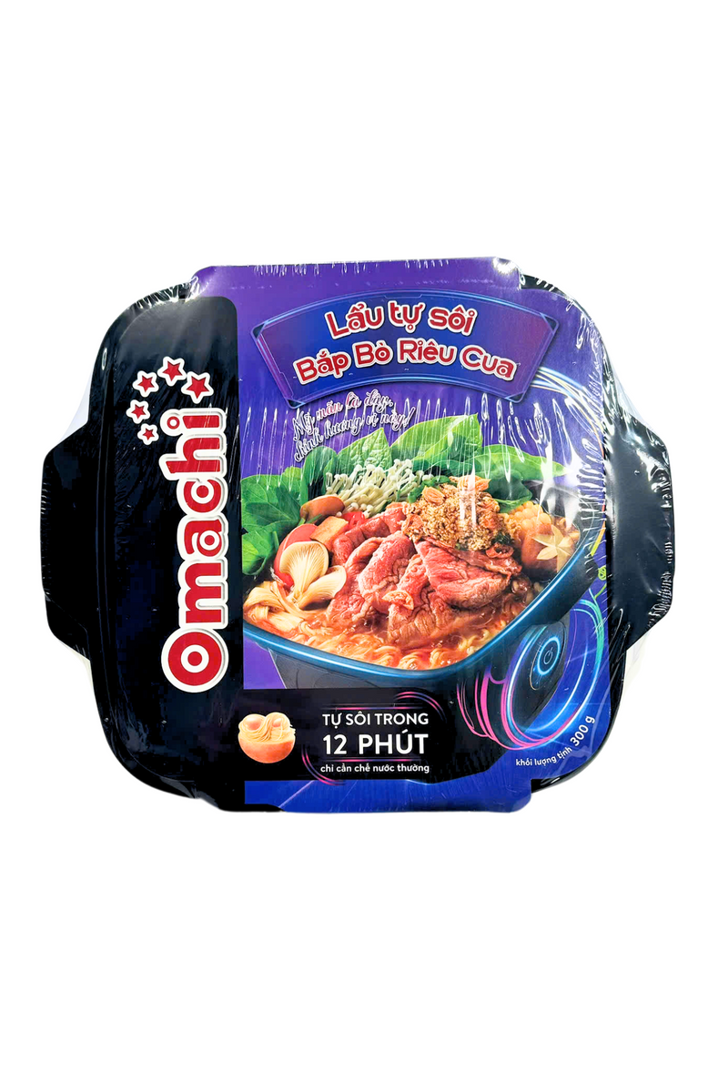 Omachi Self-boiling Hot Pot with Beef and Crab Flavour (Lau Tu Soi Bap Bo Rieu Cua) 300g