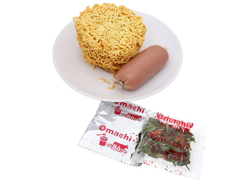 Omachi Beef Flavour with Real Sausage Cup (Mi Ly Sot Bo Ham Thit That) 116g